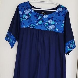 RHC Dress Made Hawaii MuuMuu Women's 3XL Blue Floral House Dress